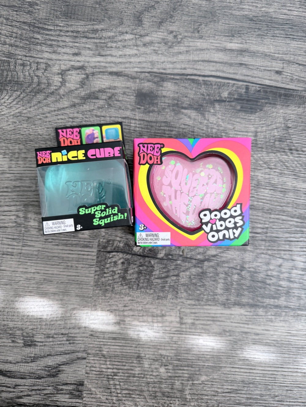 NeeDoh Nice Cube & Heart Squish Bundle- Pink & Blue